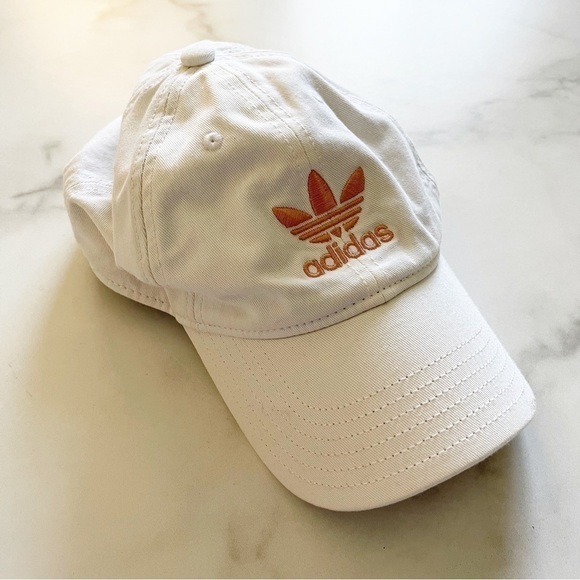 Adidas Pink Embroidered Logo Baseball Hat White - Picture 1 of 7